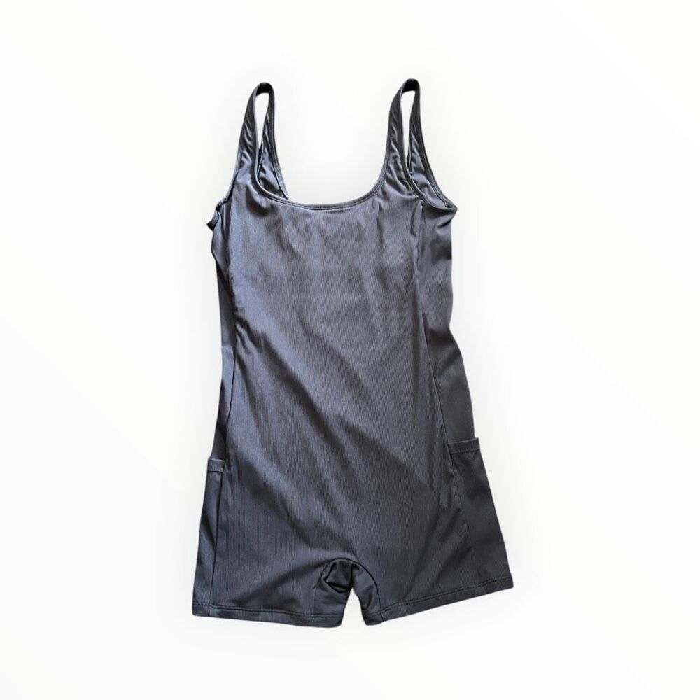 LEGOE Heritage Maternity Ribbed Scoop Neck Short Romper Blue S - Picture 4 of 8